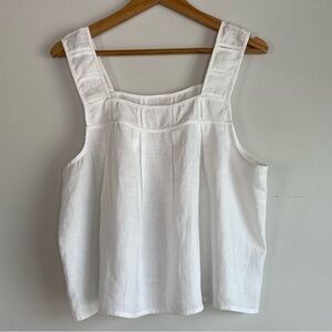 Madewell A Line White‎ Crop Top Size L NEW Square Neck Coastal Minimalist White